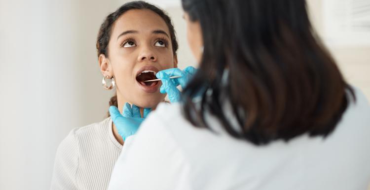 A young woman at the dentist